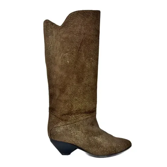 Vintage Casadei Textured Metallic Leather Tall Knee Boots size 6